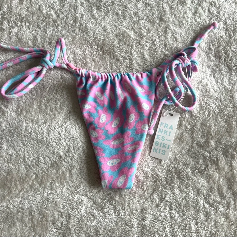 Frankie’s Bikinis Bash Terry Halter Top Tia Terry String  Bottom Daisy Dream
